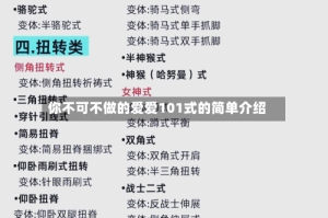 你不可不做的爱爱101式的简单介绍