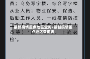最新疫情重点地区查询/最新疫情重点地区查询表