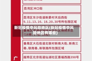 新冠疫情中风险地区(新冠疫情中风险地区有哪些)