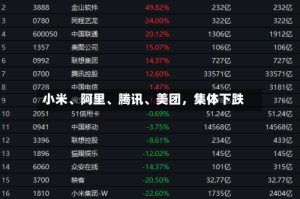 小米、阿里、腾讯、美团，集体下跌