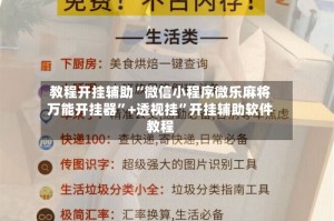 教程开挂辅助“微信小程序微乐麻将万能开挂器”+透视挂”开挂辅助软件教程