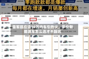 雷军回应造10万内车引热议，平价新能源车怎么选才不踩坑