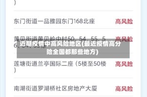 近期疫情中高风险地区(最近疫情高分险全国都那些地方)