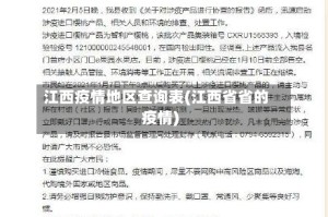 江西疫情地区查询表(江西省省的疫情)