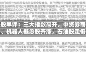 港股早评：三大指数高开，中资券商股、机器人概念股齐涨，石油股走低