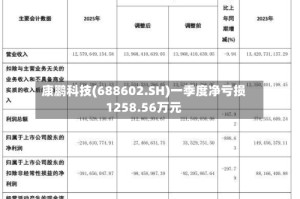 康鹏科技(688602.SH)一季度净亏损1258.56万元