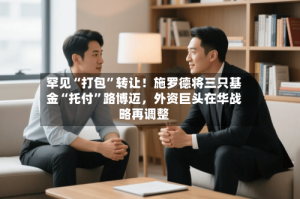 罕见“打包”转让！施罗德将三只基金“托付”路博迈，外资巨头在华战略再调整