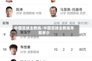 中国足球主教练/中国足球主教练年薪多少