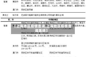 【上海地区疫情查询,上海地区疫情查询系统】