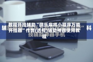 教程开挂辅助“微乐麻将小程序万能开挂器”作弊(透视)辅助神器使用教程