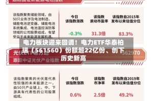 电力板块迎来回调！电力ETF华泰柏瑞（561560）份额超22亿份、创下历史新高