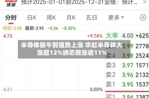 半导体股午前强势上涨 华虹半导体大涨超12%纳芯微涨逾11%