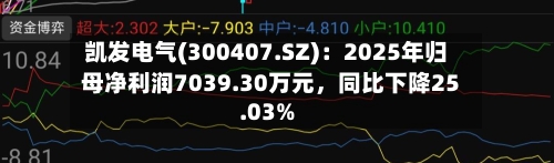 凯发电气(300407.SZ)：2025年归母净利润7039.30万元，同比下降25.03%-第1张图片