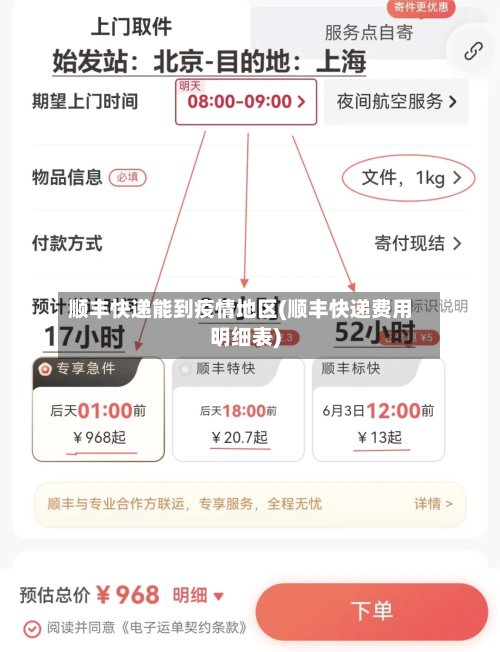 顺丰快递能到疫情地区(顺丰快递费用明细表)-第1张图片