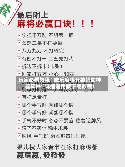 玩家必看教程“微乐麻将开挂辅助神器软件”详细通用版下载教程！-第3张图片