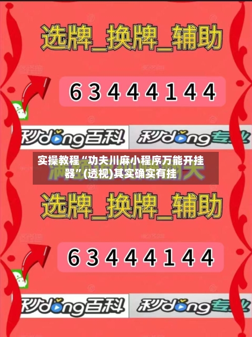 实操教程“功夫川麻小程序万能开挂器”(透视)其实确实有挂-第1张图片